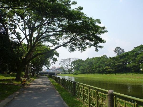 Bishan–Ang Mo Kio Park, Singapore — Lối đi bộ lát đá dọc bờ sông