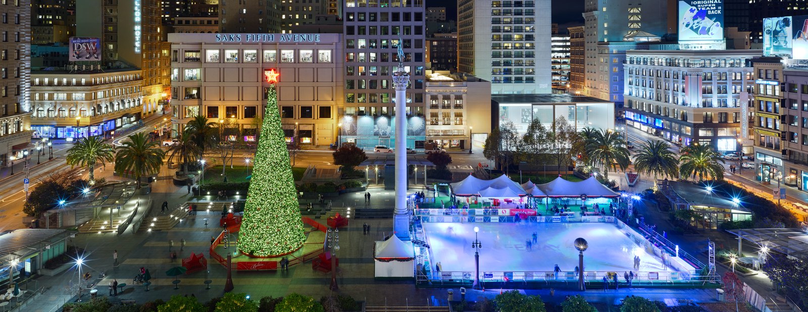 Quảng trường — Union Square San Francisco về đêm dịp Giáng sinh: